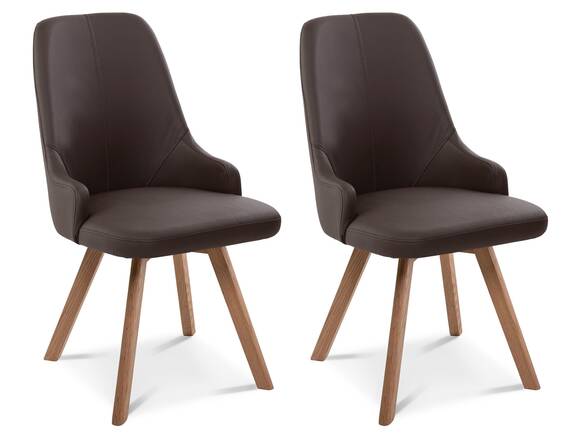 MIRINDA 2er SET Schalenstühle, Gestell Massivholz