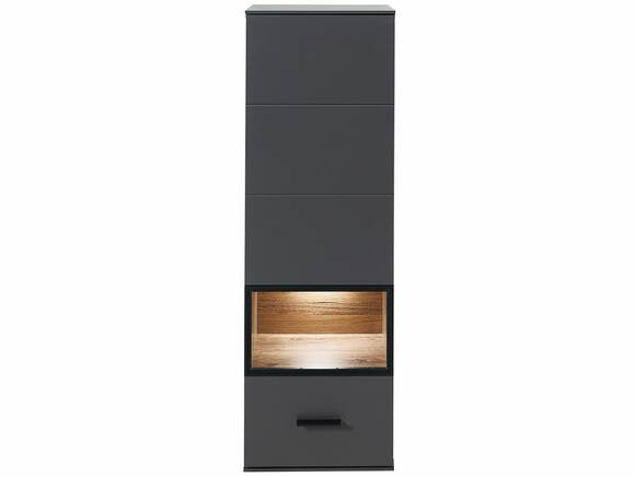 MOSANTA Hängevitrine, Material MDF, eichefarbig /graphitfarbig