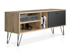 NURI TV-Lowboard I, Material Dekorspanplatte, Artisan eichefarbig/schwarz