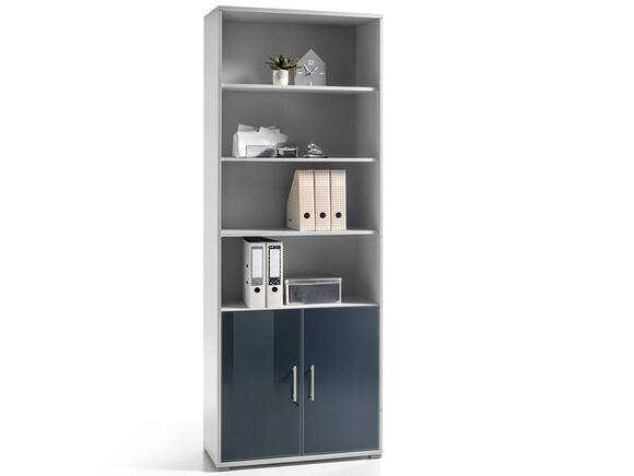 OFFICE DELUXE Büroschrank/Regal, Material Dekorspanplatte/_Glas, grau/graphit lackiert