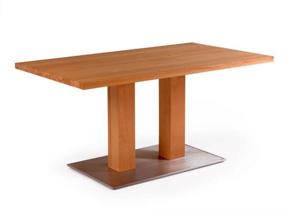 ORLEANS Massivholztisch / Säulentisch, Material Massivholz/Edelstahl