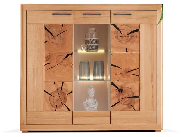 PASSERO Highboard II, Material Massivholz, Kernbuche geölt