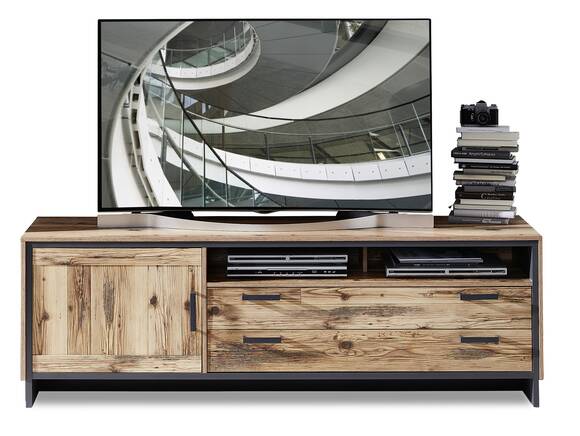 PASADENA TV-Board II, Material Dekorspanplatte, Alpine Lodge Nachbildung/graphitfarbig