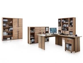 SAN MARINO Komplett-Büro II, Material Teilmassiv, Altesche gebürstet / Artisan Eichefarbig