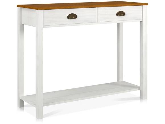 TRICO Konsolentisch, Material Massivholz, weiss/eichefarbig