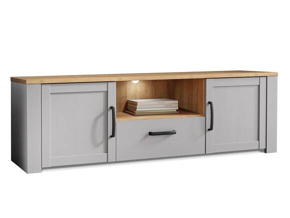 BRISCO TV-Board, Material Dekorspanplatte, eichefarbig/grau