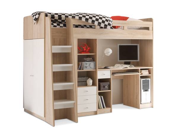 UNITY 3in1 Hochbett 90x200 cm, Material Dekorspanplatte