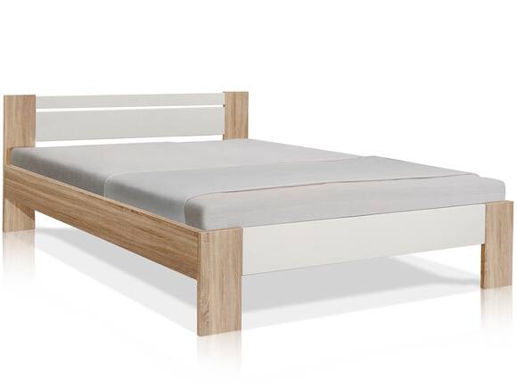 VEGAS Komplett-Set Futonbett 140x200 cm inkl. Rollrost und Matratze, Material Dekorspanplatte, Eiche sonomafarbig/weiss