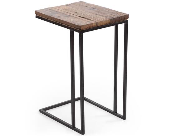 VIABELLA Beistelltisch / Laptoptisch, Material Massivholz/Metall schwarz, rustikal