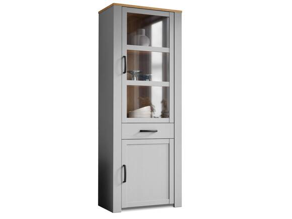 BRISCO Vitrine, Material Dekorspanplatte, eichefarbig/grau