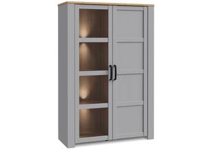BRISCO Vitrine, Material Dekorspanplatte, eichefarbig/grau