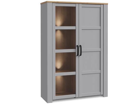 BRISCO Vitrine, Material Dekorspanplatte, eichefarbig/grau