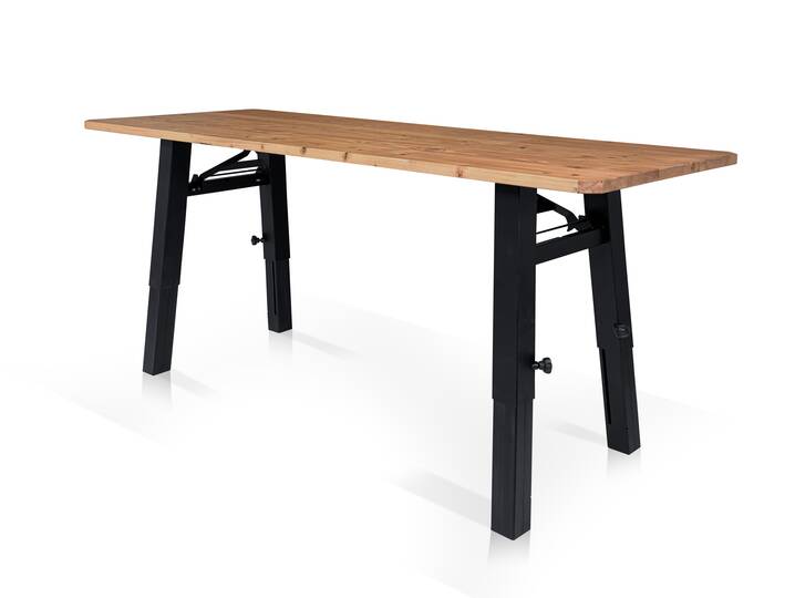 TEGERNSEE Gartentisch - höhenverstellbar, rustikale Altholzoptik, Material Massivholz/Metall, Thermo-Fichte 200 x 60 cm | Innenbereich