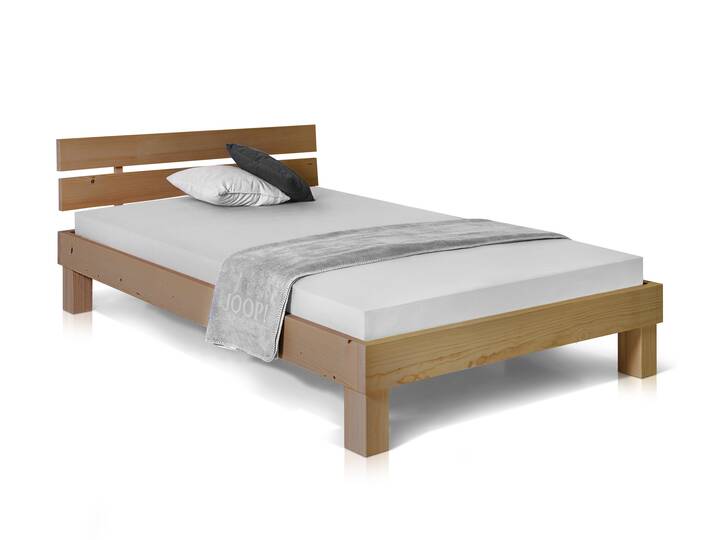 PUMBA Massivholzbett mit Kopfteil, Material Massivholz, Fichte 120 x 200 cm | eichefarbig | Standardhöhe