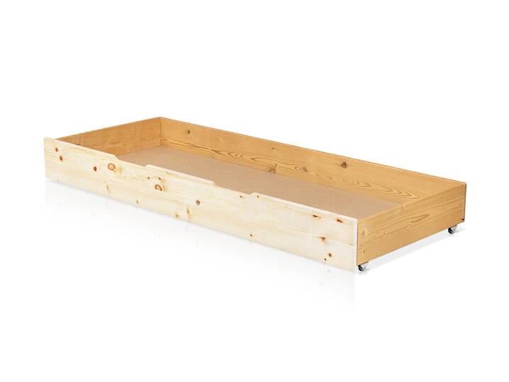 ZABINO Bettschublade auf Rollen, Material Massivholz, Zirbe 