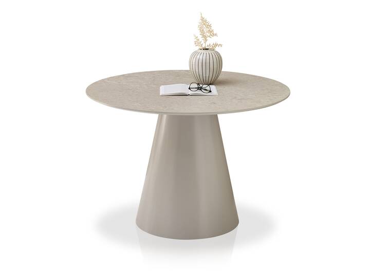 GIANNI Esstisch rund, Material MDF, Steinoptik, grau