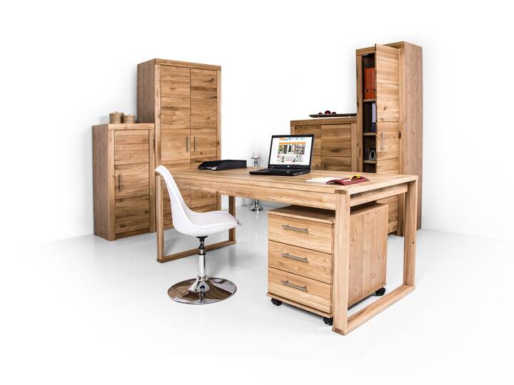 OFFICE FOUR Komplettbüro, Material Teilmassiv Wildeiche teilmassiv