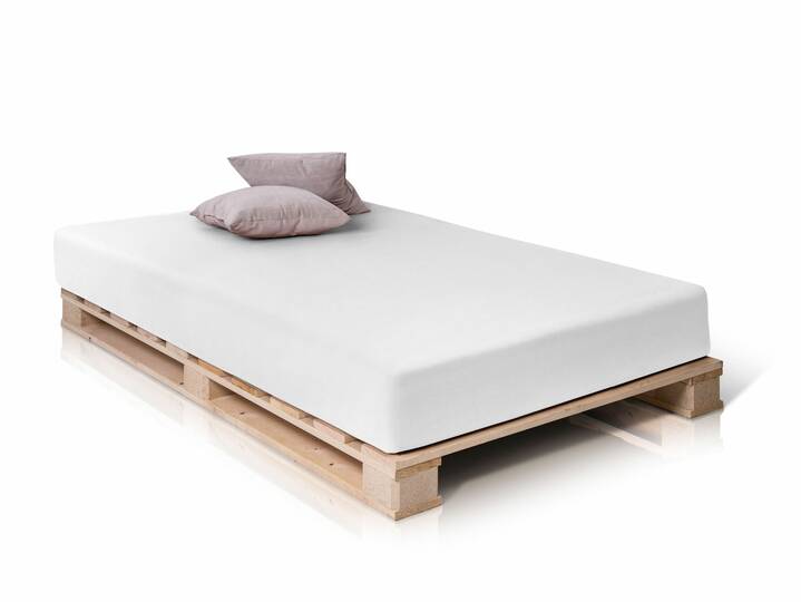 PALETTI Massivholzbett / Palettenbett 90 x 200 cm | Fichte natur