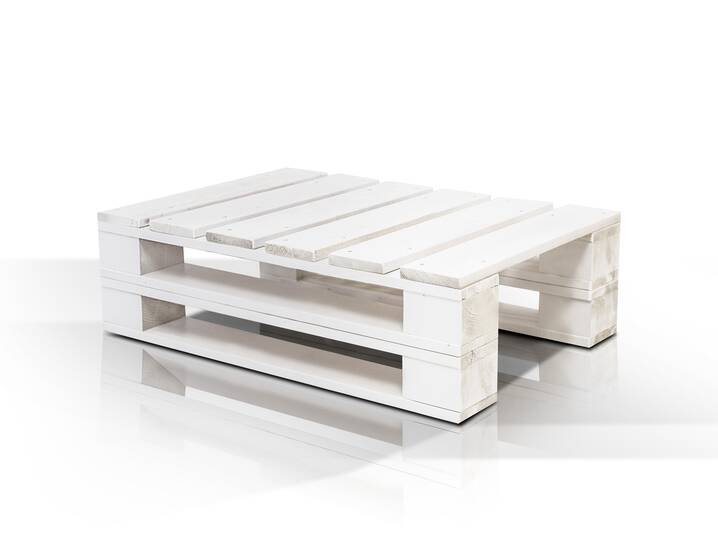 PALETTI DUO Couchtisch I aus Paletten 60x90 cm weiss lackiert