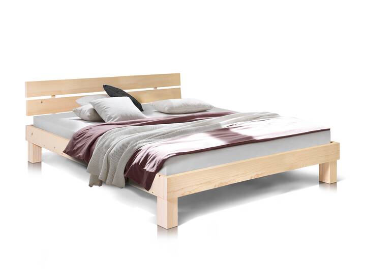 PUMBA Massivholzbett mit Kopfteil, Material Massivholz, Fichte 140 x 200 cm | natur | Standardhöhe