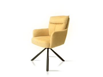 SADY Polsterstuhl mit Armlehnen, Gestell Metall schwarz/Bezug Mikrofaser gelb