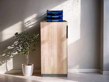 OFFICE OAK Aktenschrank I, Material teilmassiv, Eiche/graphitfarbig