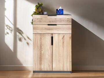 OFFICE OAK Aktenschrank VI, Material teilmassiv, Eiche/graphitfarbig
