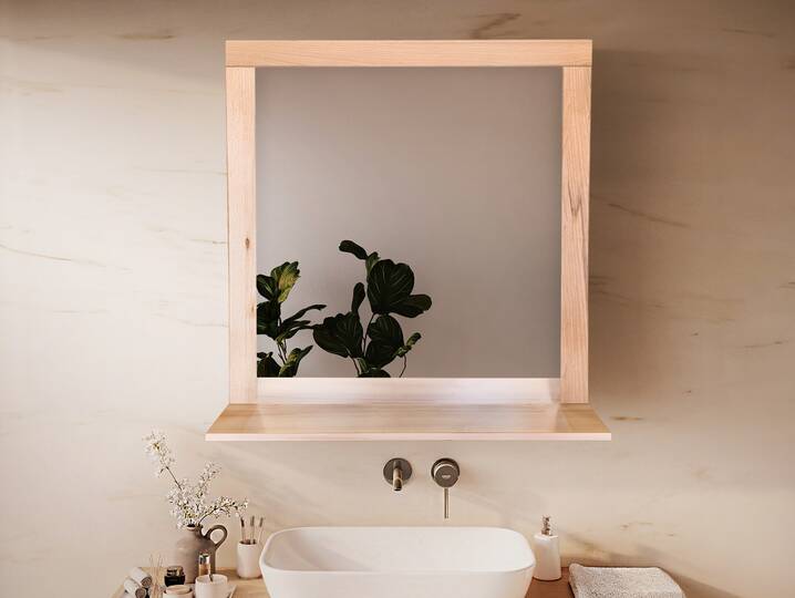 OZEANA Spiegel fürs Badezimmer, Material teilmassiv 