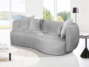 CECILE 3er Sofa, Material Stoff, grau