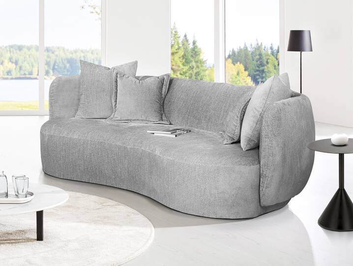 CECILE 3er Sofa, Material Stoff, grau