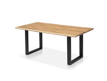 DAYTONA Esstisch II mit Baumkante, Material Massivholz / Gestell Metall schwarz pulverbeschichtet