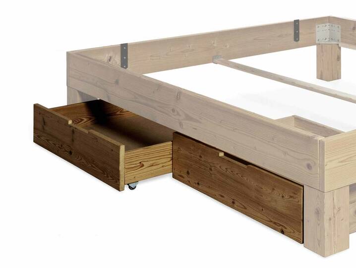 CURBY 2er Bettschublade, Material Thermo-Fichte Vintage, 220cm+Komforthöhe 
