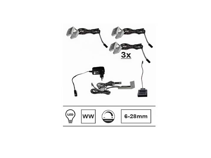 3er-Set LED-Beleuchtung, warmweiss 
