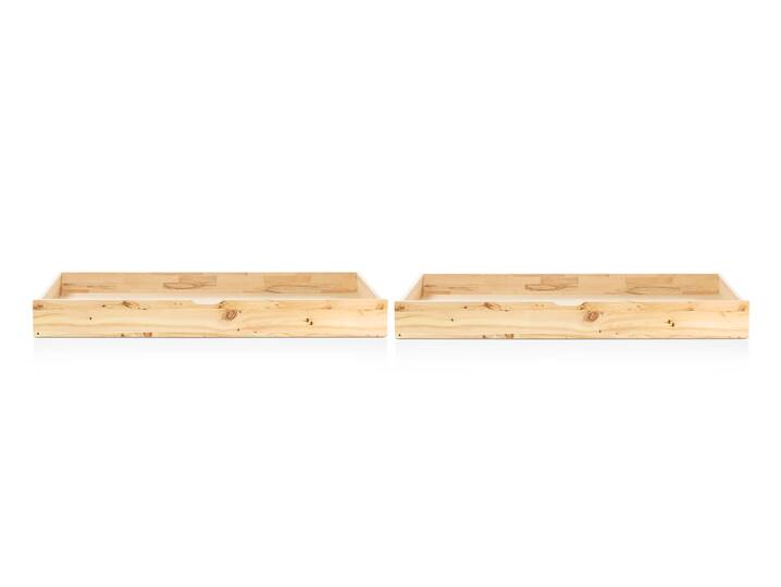 ZARUBA 2er Set Bettschublade auf Rollen, Material Massivholz, Zirbe
