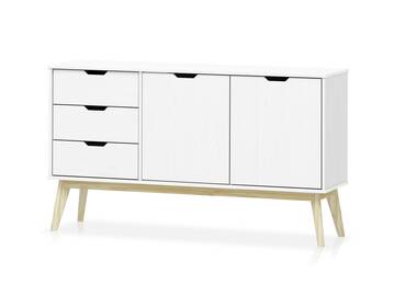 BARNY Sideboard, Material Massivholz, Kiefer Kiefer weiss lackiert