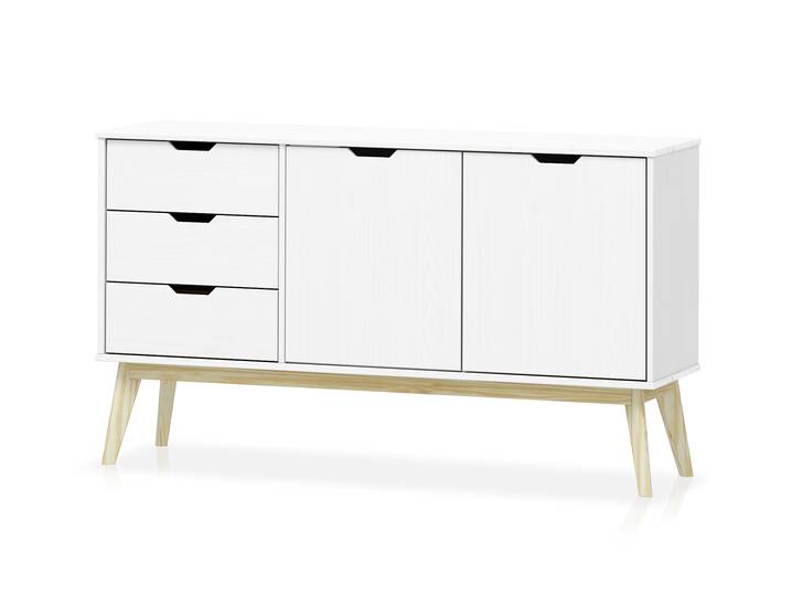 BARNY Sideboard, Material Massivholz, Kiefer Kiefer weiss lackiert