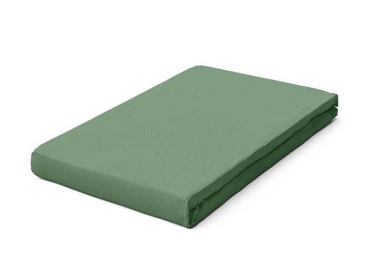Schlafgut PURE Spannbetttuch/Spannbettlaken für Matratze, Bio-Mako-Baumwolle mit Elastan Grün | 120x190 - 130x220 cm