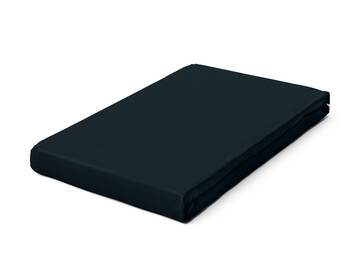 Schlafgut PURE Topper Spannbetttuch/Spannbettlaken, Bio-Mako-Baumwolle mit Elastan Schwarz | 180x190 - 200x220 cm
