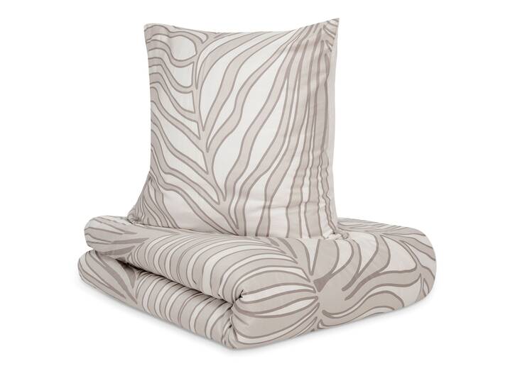 s.OLIVER Satinbettwäsche, 135x200 cm, Blättermuster, beige 