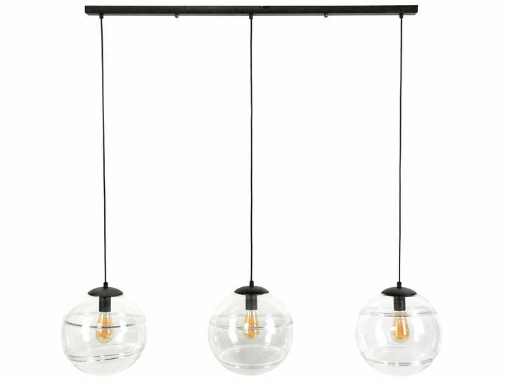 ROBINO Pendelleuchte mit 3 Leuchten, Material Klarglas, Metall