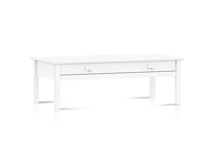 TOBINO Couchtisch mit Schublade,Material Massivholz, Kiefer Kiefer weiss | Holz