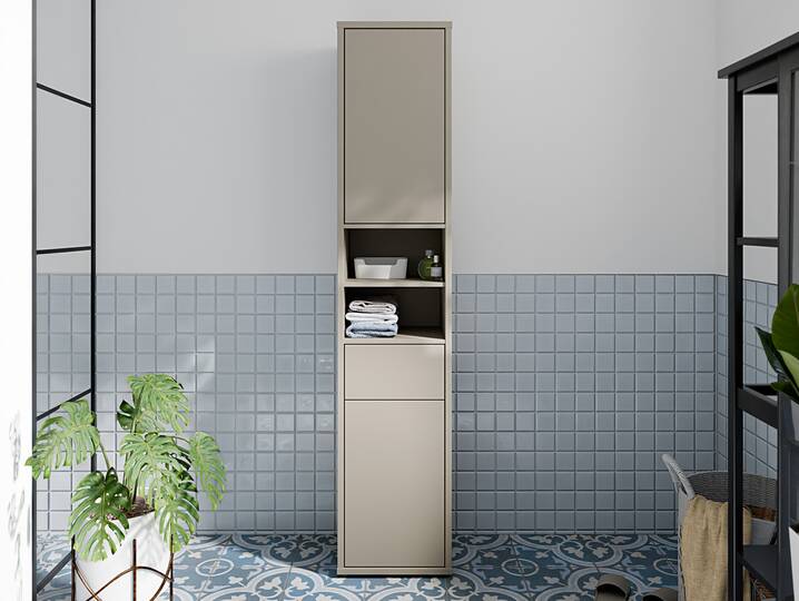 ADIAGO SPA Badezimmer Hochschrank, Material Dekorspanplatte, taupe 