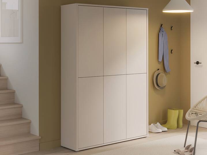 ADIAGO 6trg. Schuh-/Mehrzweckschrank, Material Dekorspanplatte Sand
