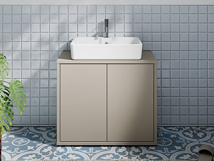 ADIAGO SPA Waschbeckenunterschrank, Material Dekorspanplatte, taupe 