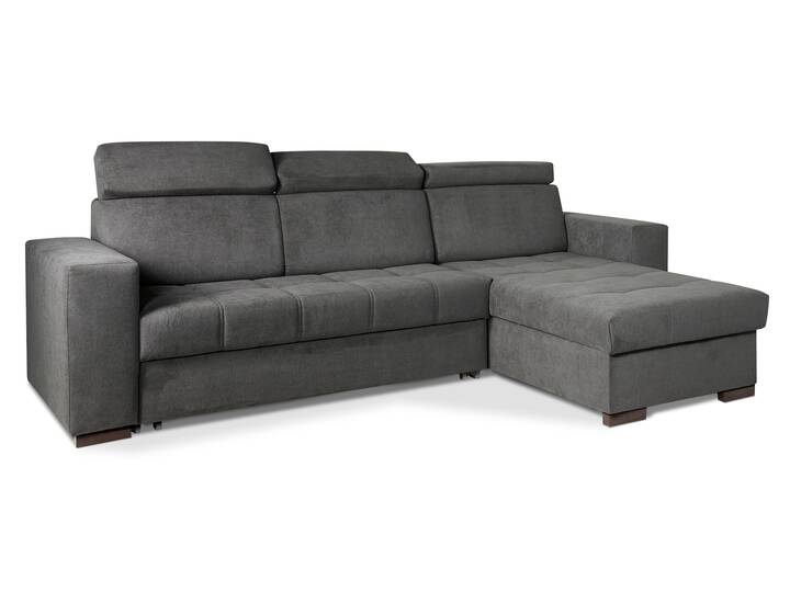 GAJA Ecksofa mit Schlaffunktion und Bettkasten, Stoffbezug dunkelgrau