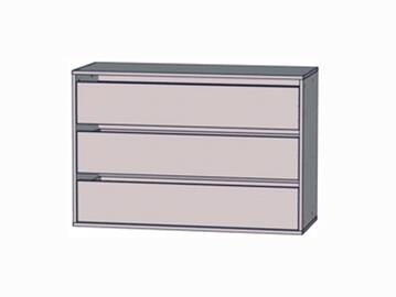 Schubkasteneinsatz mit 3 Schubkästen, Material Dekorspanplatte, grau