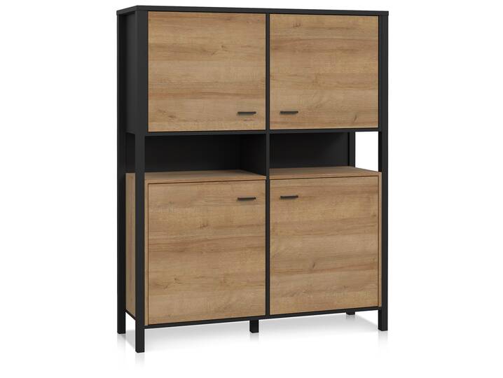 HAVANO Highboard, Material Dekorspanplatte, Riviera Eichefarbig/schwarz