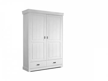 ROMAN Kleiderschrank / Drehtürenschrank, Material Massivholz, Kiefer 2-türig | weiss