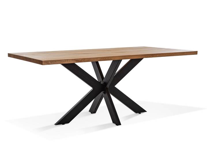 TENNESSEE Massivholztisch, Eiche/Metallgestell Doppel-X 250 x 100 cm
