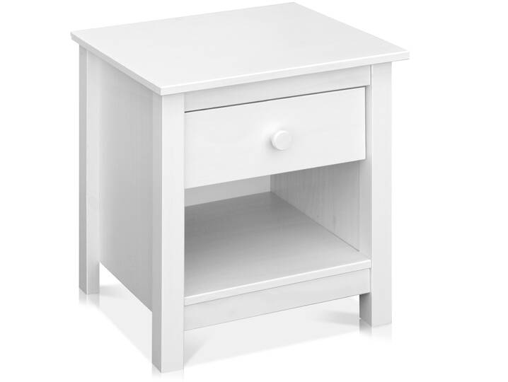 TOBINO Nachtkommode mit 1 Schublade, Material Massivholz, Kiefer Kiefer weiss | Holz